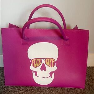 LA/TD F**k Off Pink Skull Tote Bag